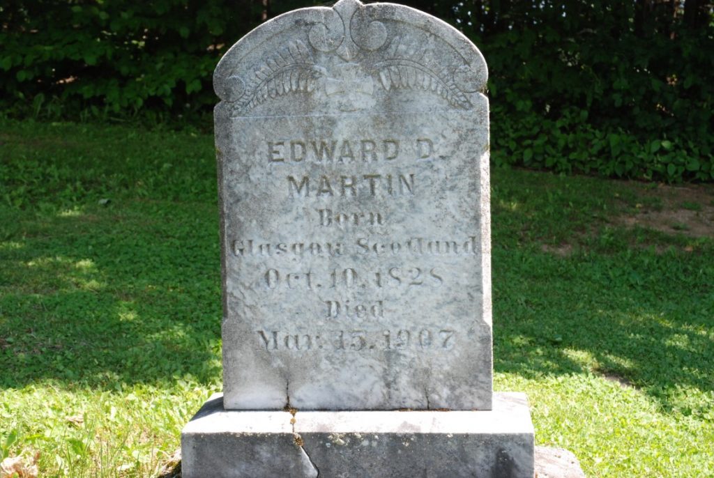 Edward Martin 1828 - 1907 Headstone, Glassville United Church Cemetery