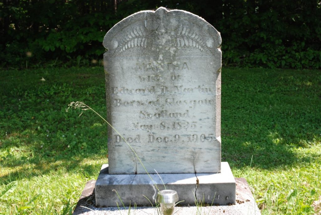 Martha McKay Martin 1835 - 1905 Headstone Glassville United Church Cemetery