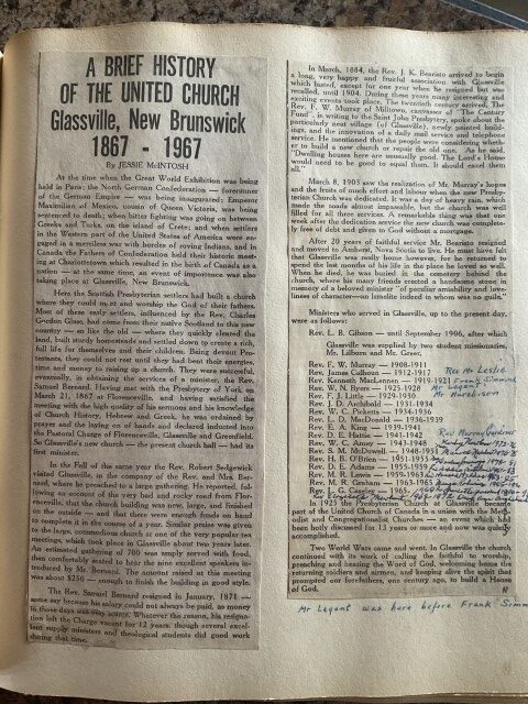 Newspaper article written by Jessie McIntosh, a long time resident of Glassville….Publication date unknown, also unknown who made the “corrections” in the bottom right hand corner