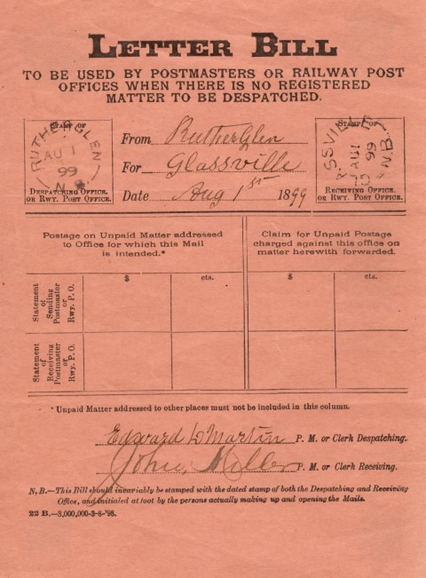 Postmaster Letter Bill 1899