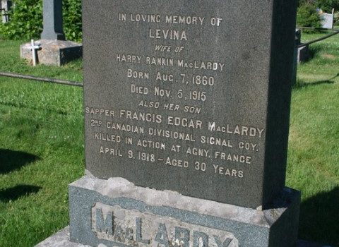 Levinia Tweedie MacLardy headstone