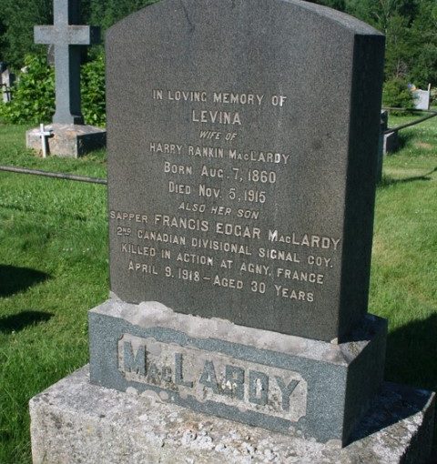 Levinia Tweedie MacLardy headstone
